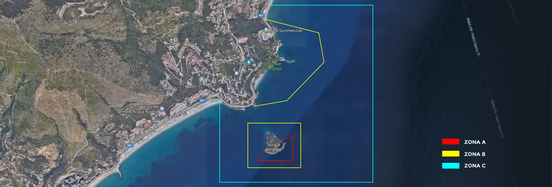 mappa area marina protetta bergeggi